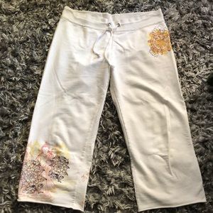 Lucky Brand white, cropped drawstring lounge pants